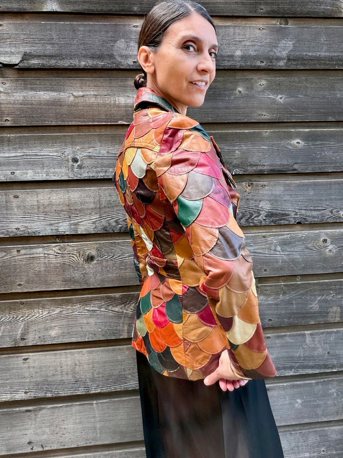 1970 Fishtail Scalloped Leather Blazer