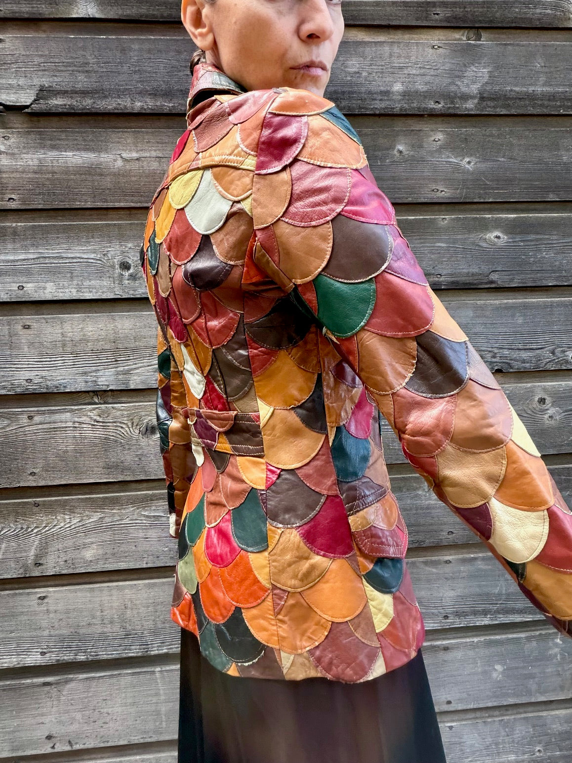 1970 Fishtail Scalloped Leather Blazer