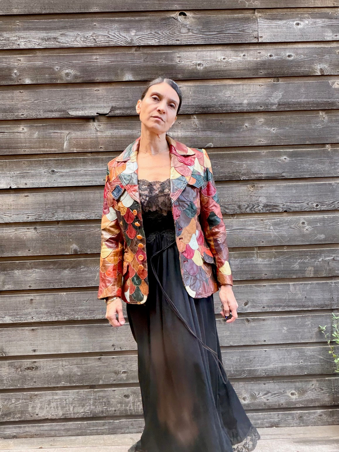 1970 Fishtail Scalloped Leather Blazer