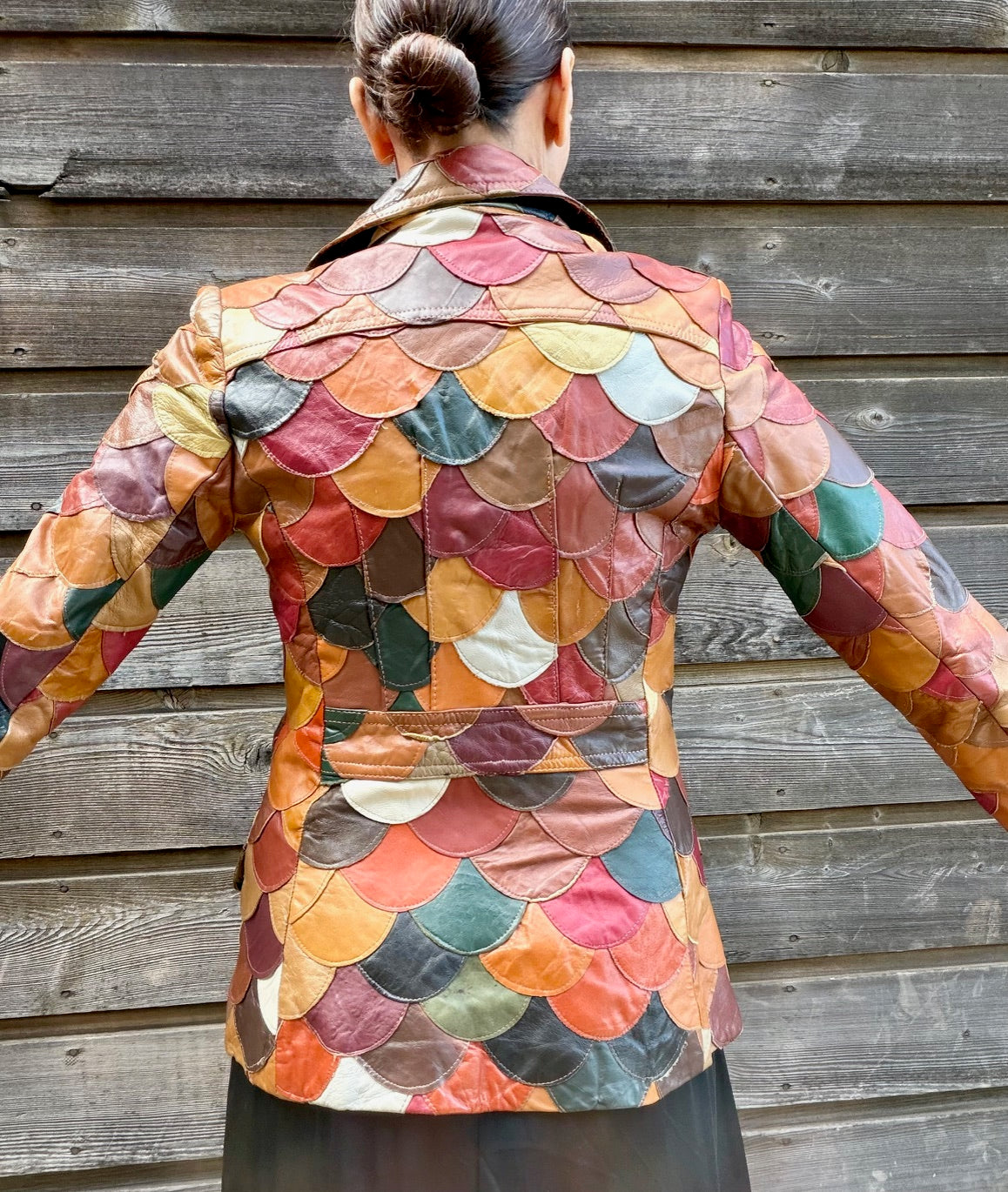1970 Fishtail Scalloped Leather Blazer